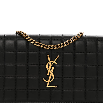 Saint Laurent Lambskin Carre Quilted Cassandre Chain Wallet Black 5 of 12