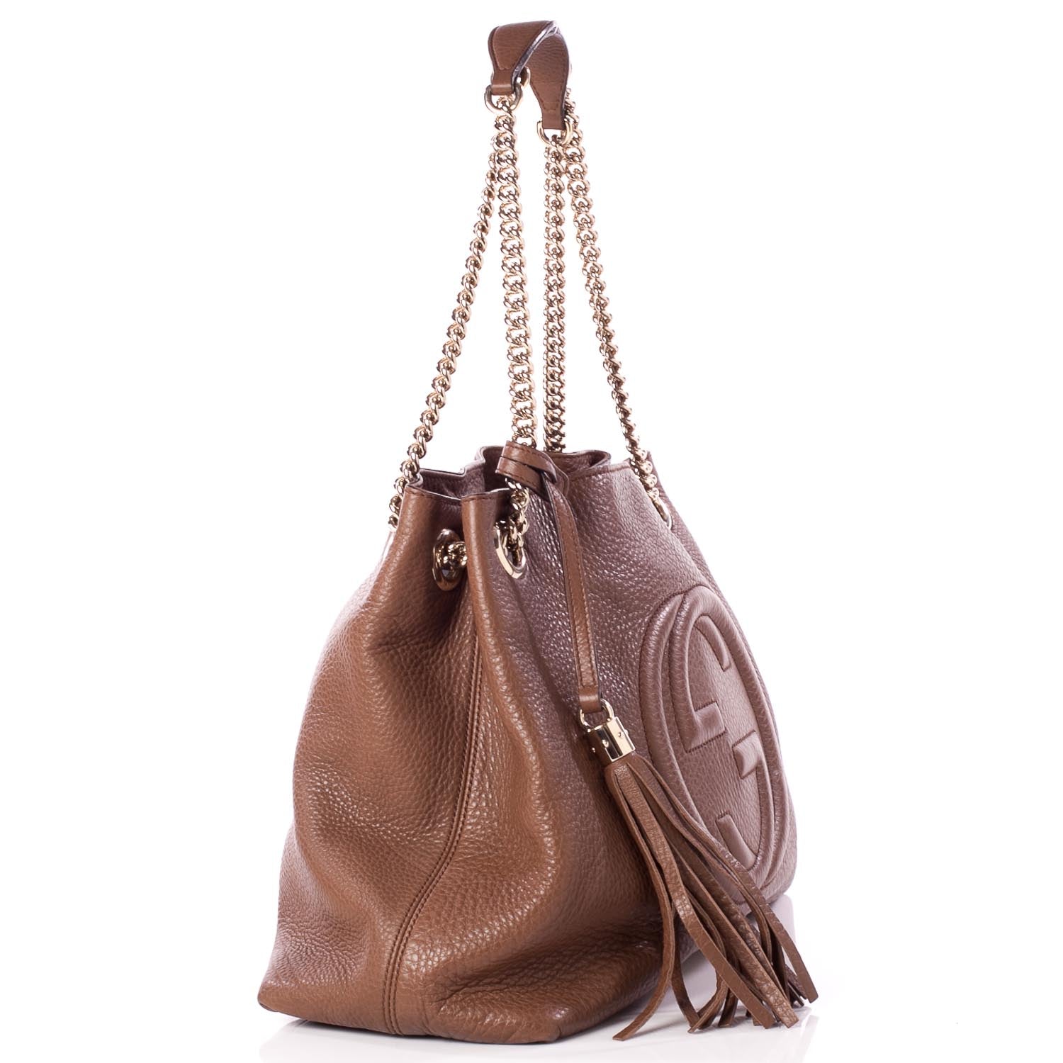 Gucci Pebbled Calfskin Medium Soho Chain Shoulder Bag Dusty Blush 3 of 8