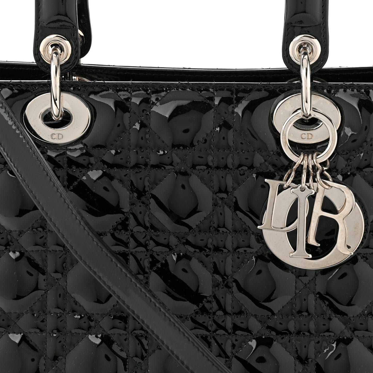 Patent Cannage Large Lady Dior Black
