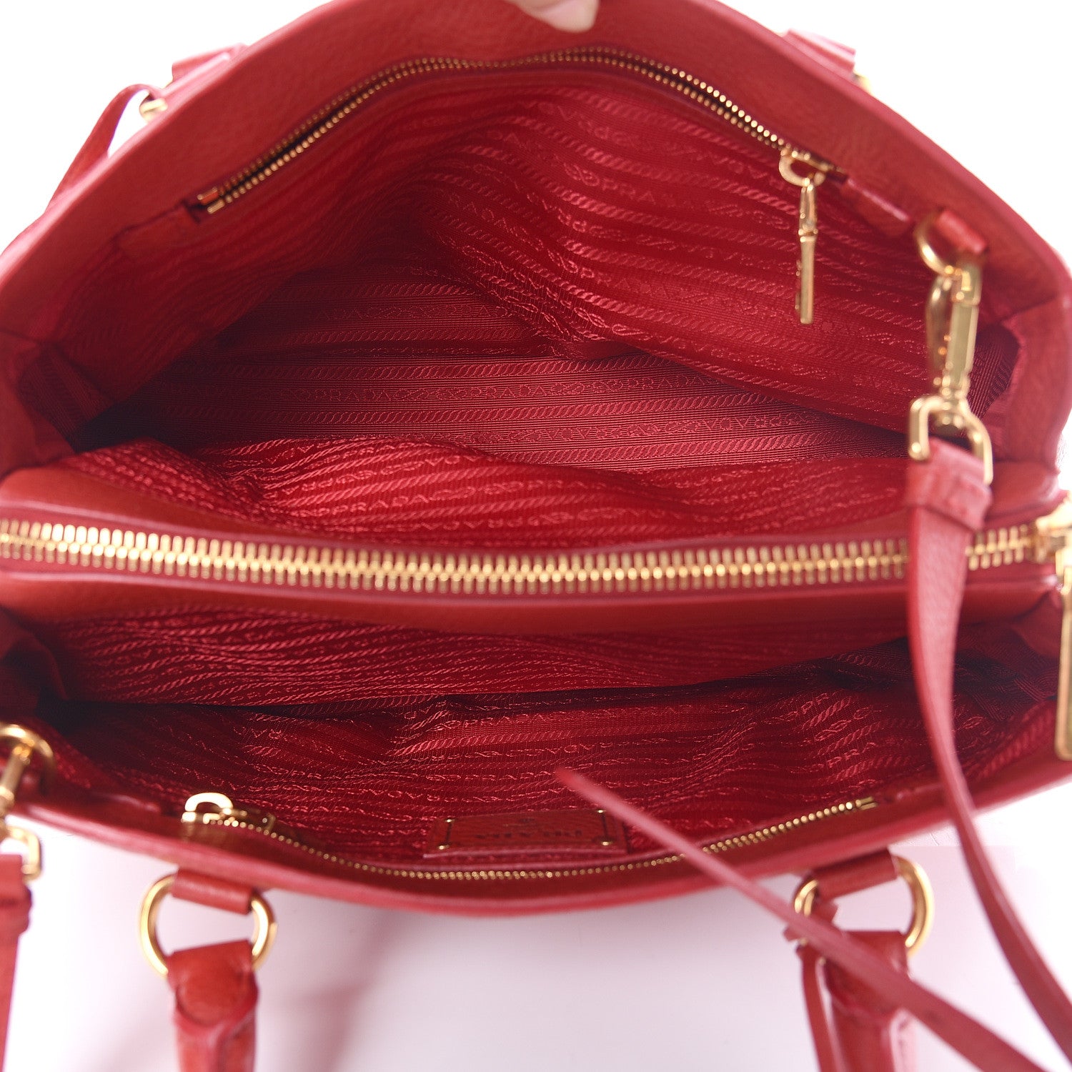 Prada Vitello Daino Small Double Tote Rosso 5 of 13