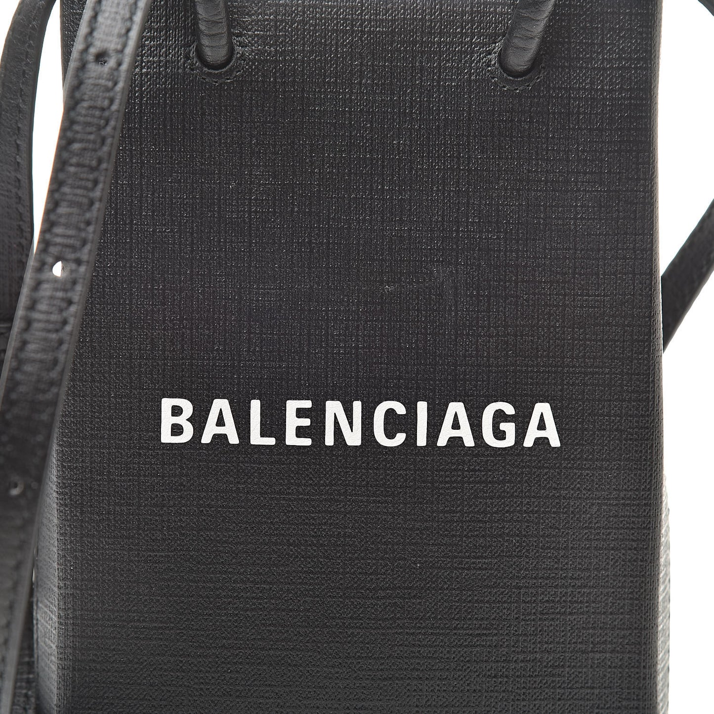 Squared Calfskin Logo Shopping Phone Holder Bag Black