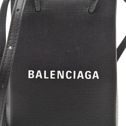 Balenciaga Squared Calfskin Logo Shopping Phone Holder Bag Black 8 of 10