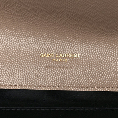 Saint Laurent Grain De Poudre Matelasse Chevron Monogram Envelope Clutch Dark Beige 6 of 10