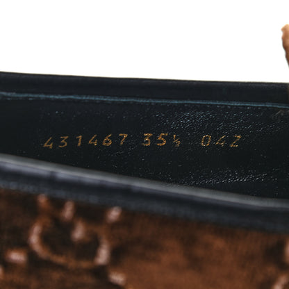 Gucci Velvet GG Monogram Horsebit Womens Jordaan Loafers 35.5 Brown Black 8 of 9