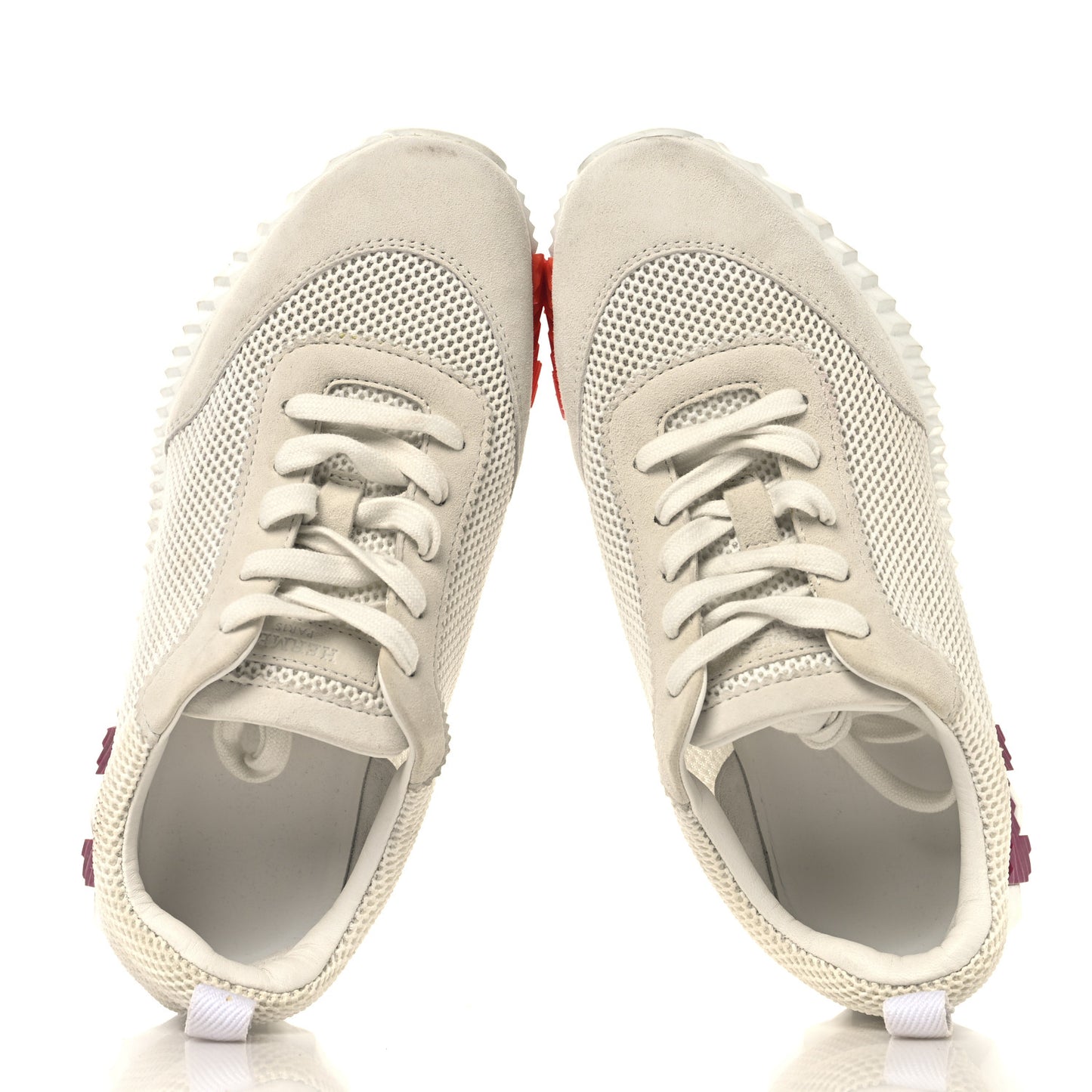 Air Mesh Suede Goatskin Bouncing Sneakers 36 White Orange Pink