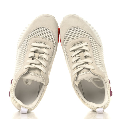 Hermes Air Mesh Suede Goatskin Bouncing Sneakers 36 White Orange Pink 2 of 9