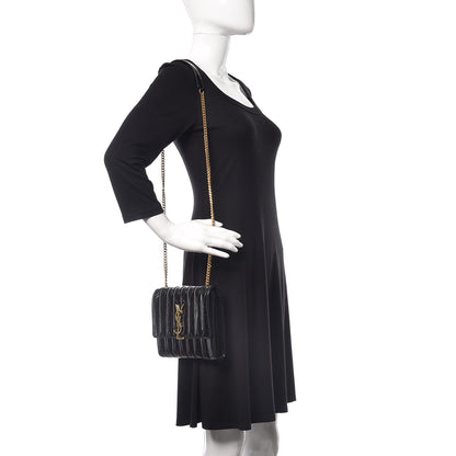 Saint Laurent Patent Matelasse Monogram Vicky Chain Bag Black 2 of 9