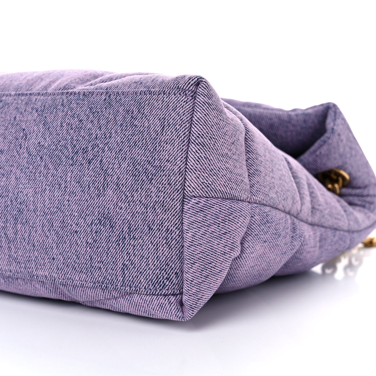 Denim Quilted Medium Loulou Puffer Monogram Chain Satchel Bleached Lilac