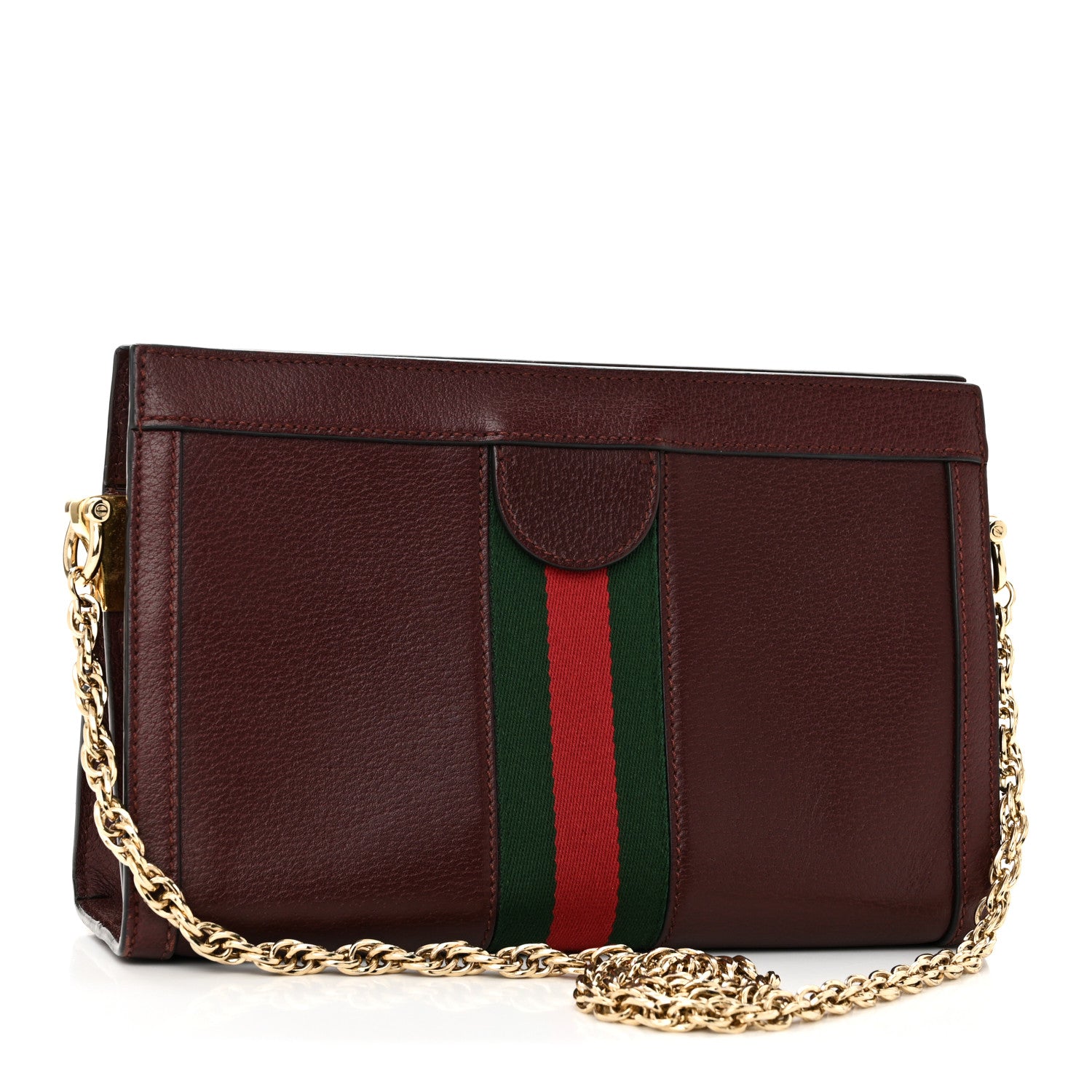 Gucci Calfskin GG Web Small Ophidia Chain Shoulder Bag Vintage Bordeaux 3 of 11