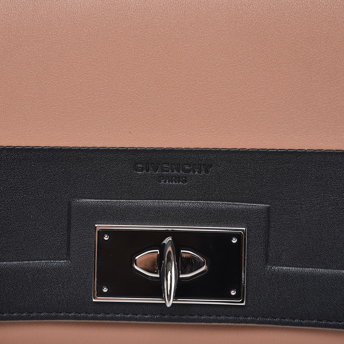 Calfskin Shark Lock Wristlet Clutch Old Pink Black