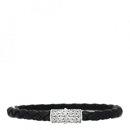 John Hardy Sterling Silver Leather 5.5mm Classic Chain Station Bracelet Black 1 of 3