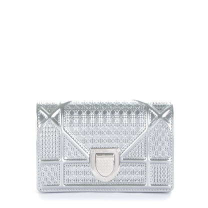 Christian Dior Metallic Patent Micro-Cannage Baby Diorama Flap Bag Silver 1 of 7