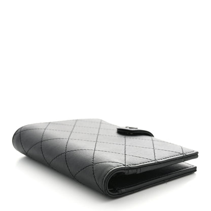Chanel Grained Calfskin Quilted passport Holder Wallet So Black 4 of 9