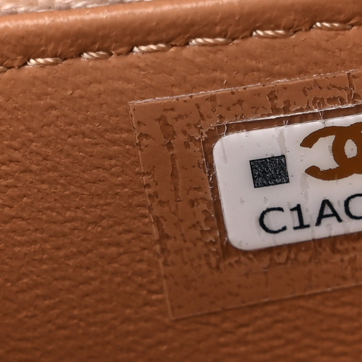 Lambskin Quilted Flap Phone Holder With Chain Beige Brown