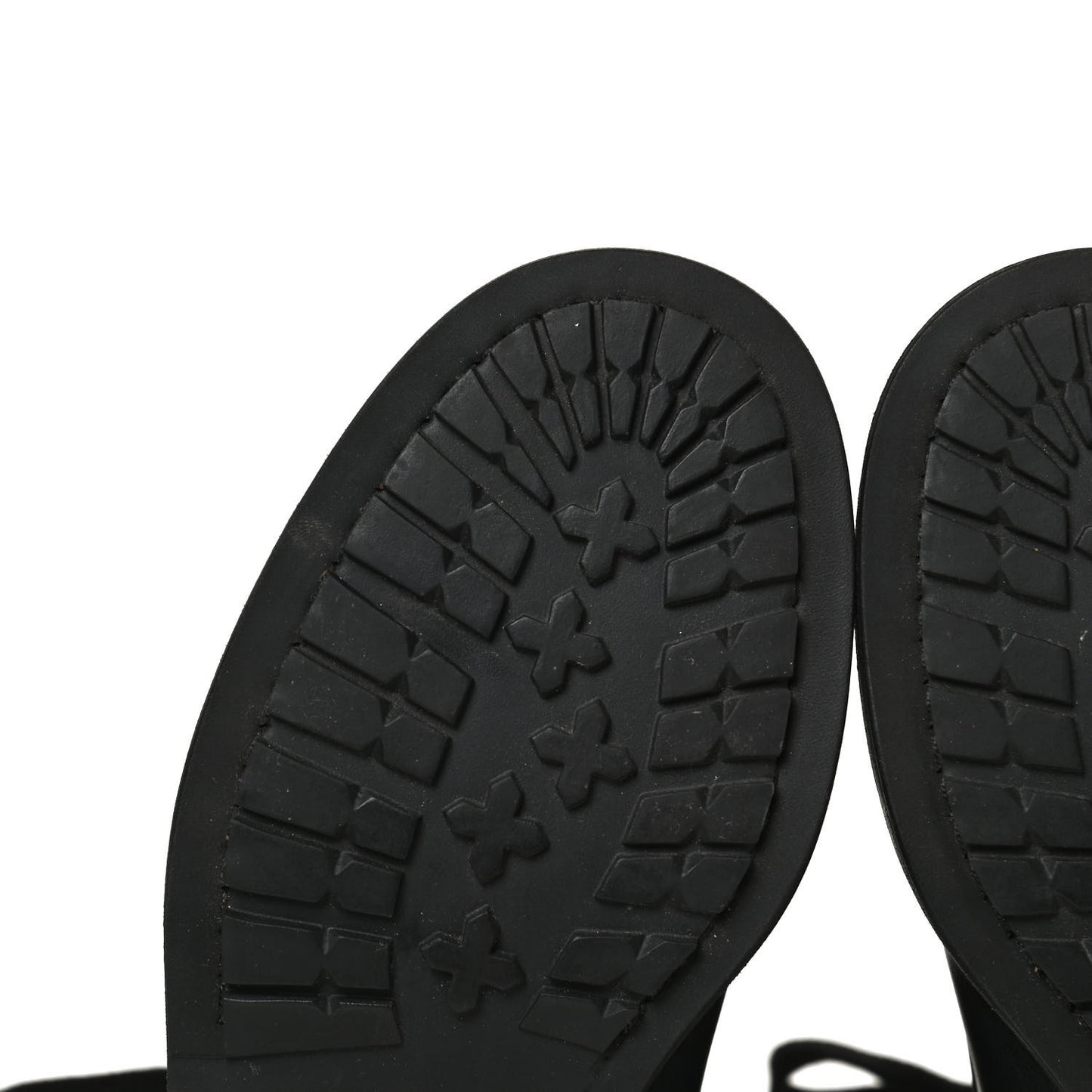 Calfskin Quilted Lace Up Combat Boots 36 Black