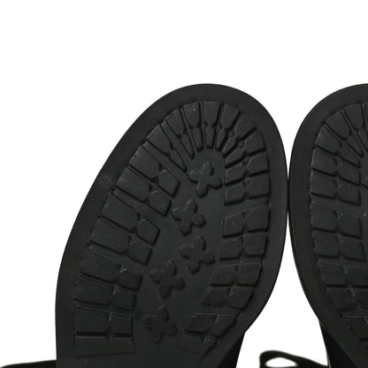 Chanel Calfskin Quilted Lace Up Combat Boots 36 Black 9 of 14