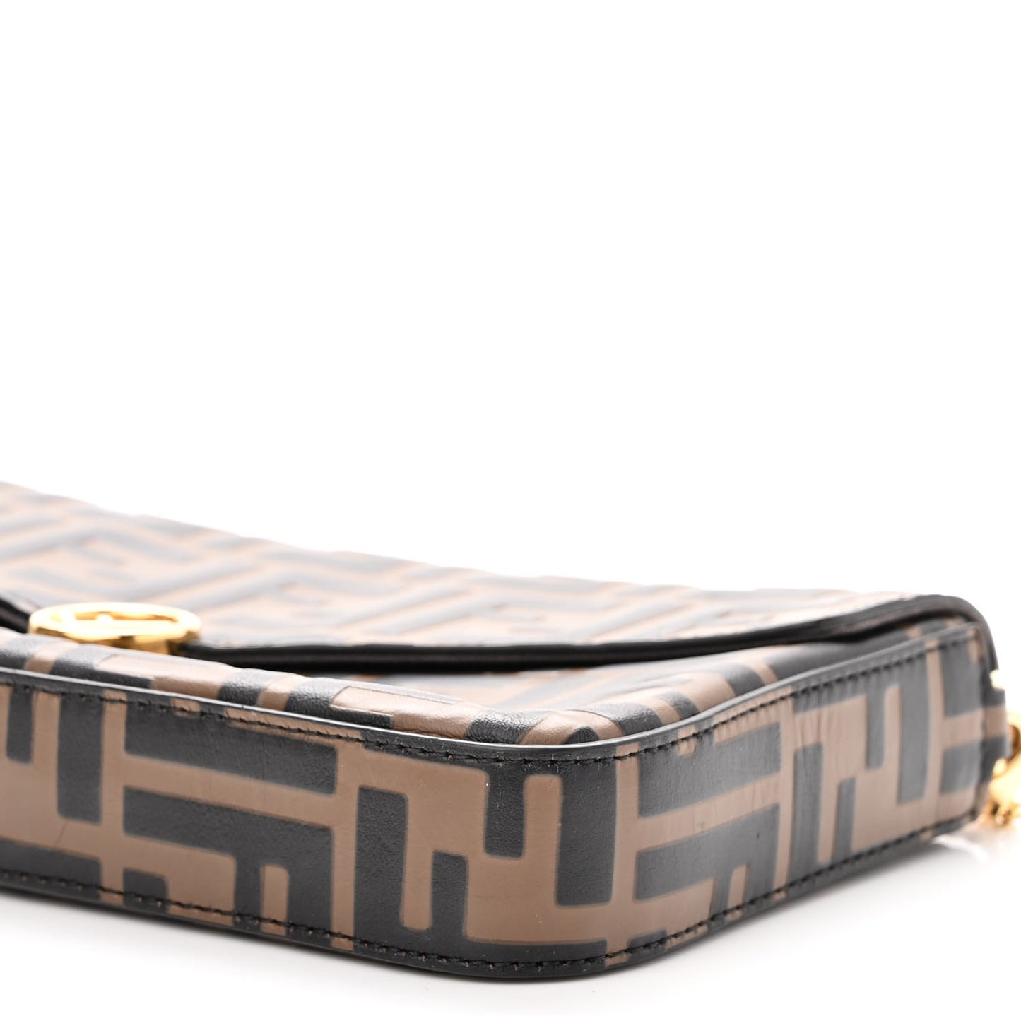 Vitello Soft F is Fendi Bi-Color FF 1974 Embossed Envelope Wallet On Chain with Pouches Maya Black