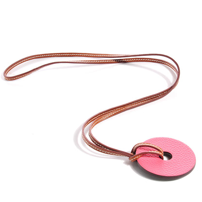 Hermes Petit H Togo Epsom Rond PM Necklace Rose Lipstick Vert Anglais 3 of 5