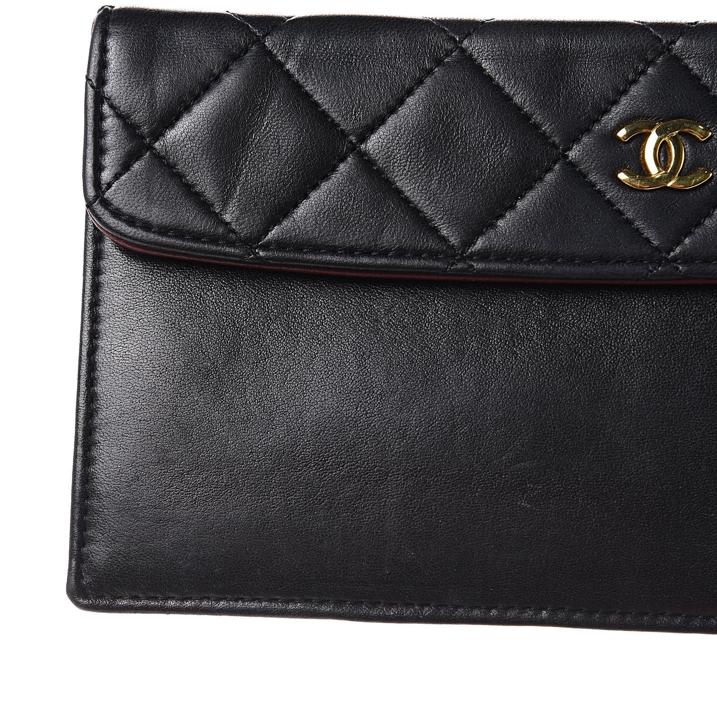 Lambskin Quilted Long Wallet Black