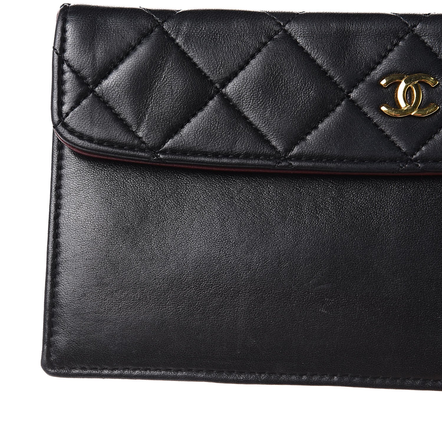 Chanel Lambskin Quilted Long Wallet Black 6 of 9