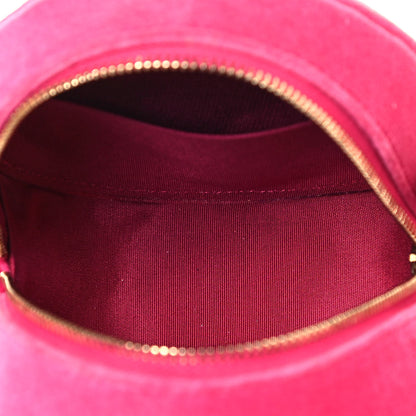 Chanel Velvet Round Quilted Pearl Crush Clutch With Chain Pink 5 of 13