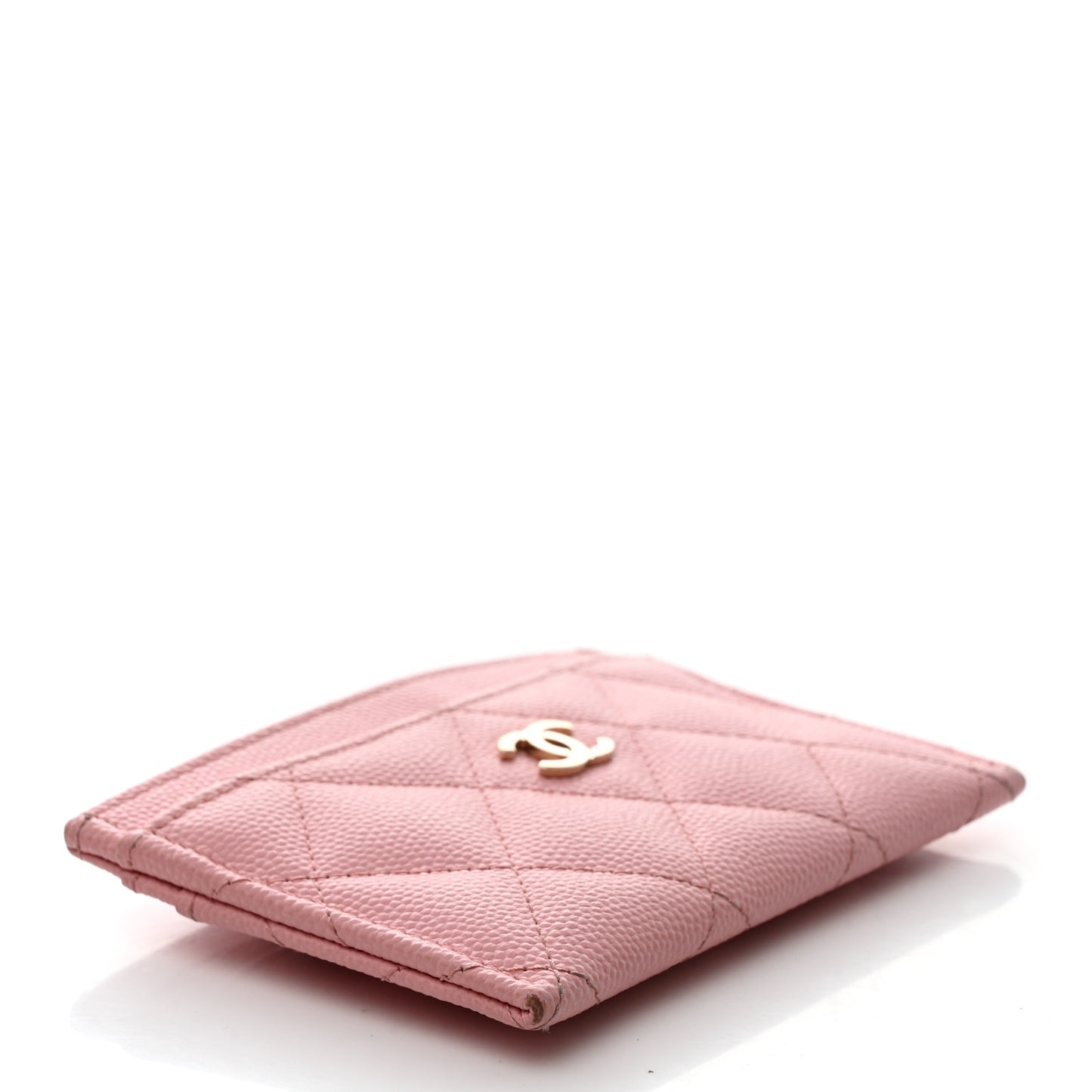 Caviar Quilted Card Holder Light Pink