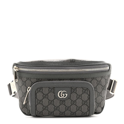 Gucci GG Supreme Monogram Textured Dollar Calfskin Ophidia Belt Bag Grey Black Graphite Grey 1 of 12