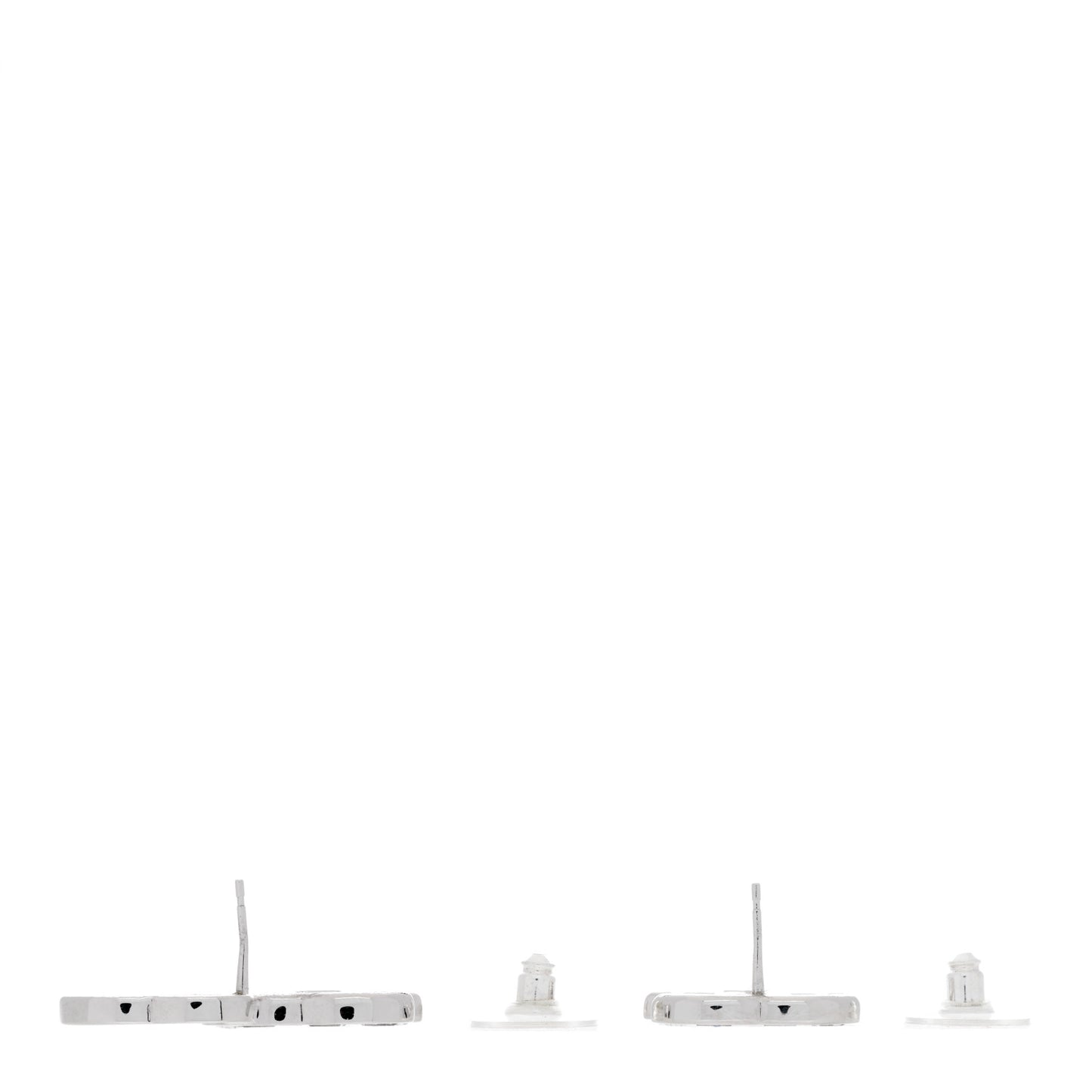 Baguette Crystal Double CC Earrings Silver