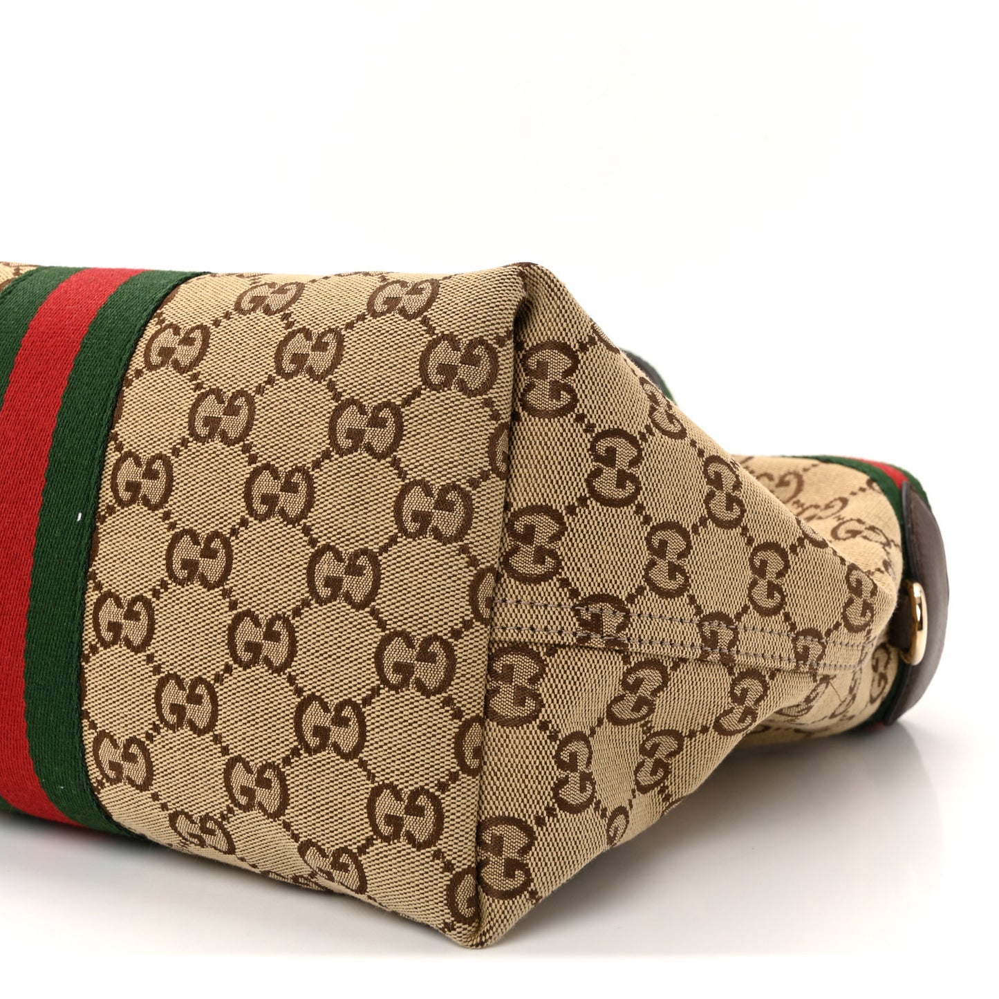 Monogram Web Small Giglio Tote Bag Beige Dark Brown