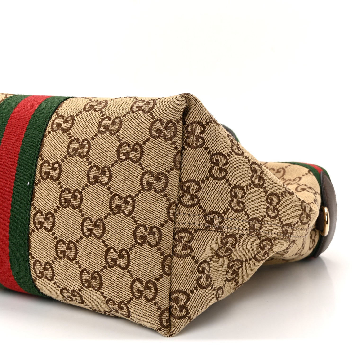 Gucci Monogram Web Small Giglio Tote Bag Beige Dark Brown 10 of 10