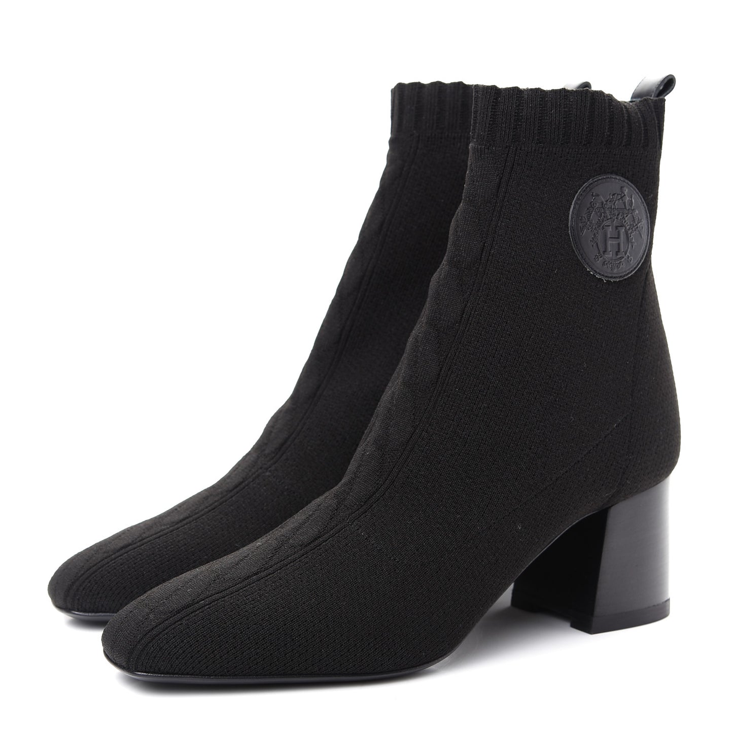 Knit Calfskin Volver Ankle Boots 38.5 Black