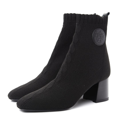 Hermes Knit Calfskin Volver Ankle Boots 38.5 Black 3 of 11