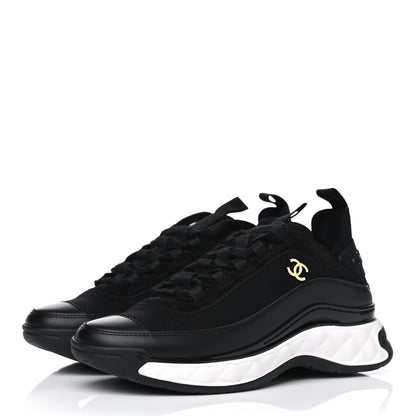 Chanel Velvet Calfskin Mixed Fibers CC Sneakers 36.5 Black 3 of 5
