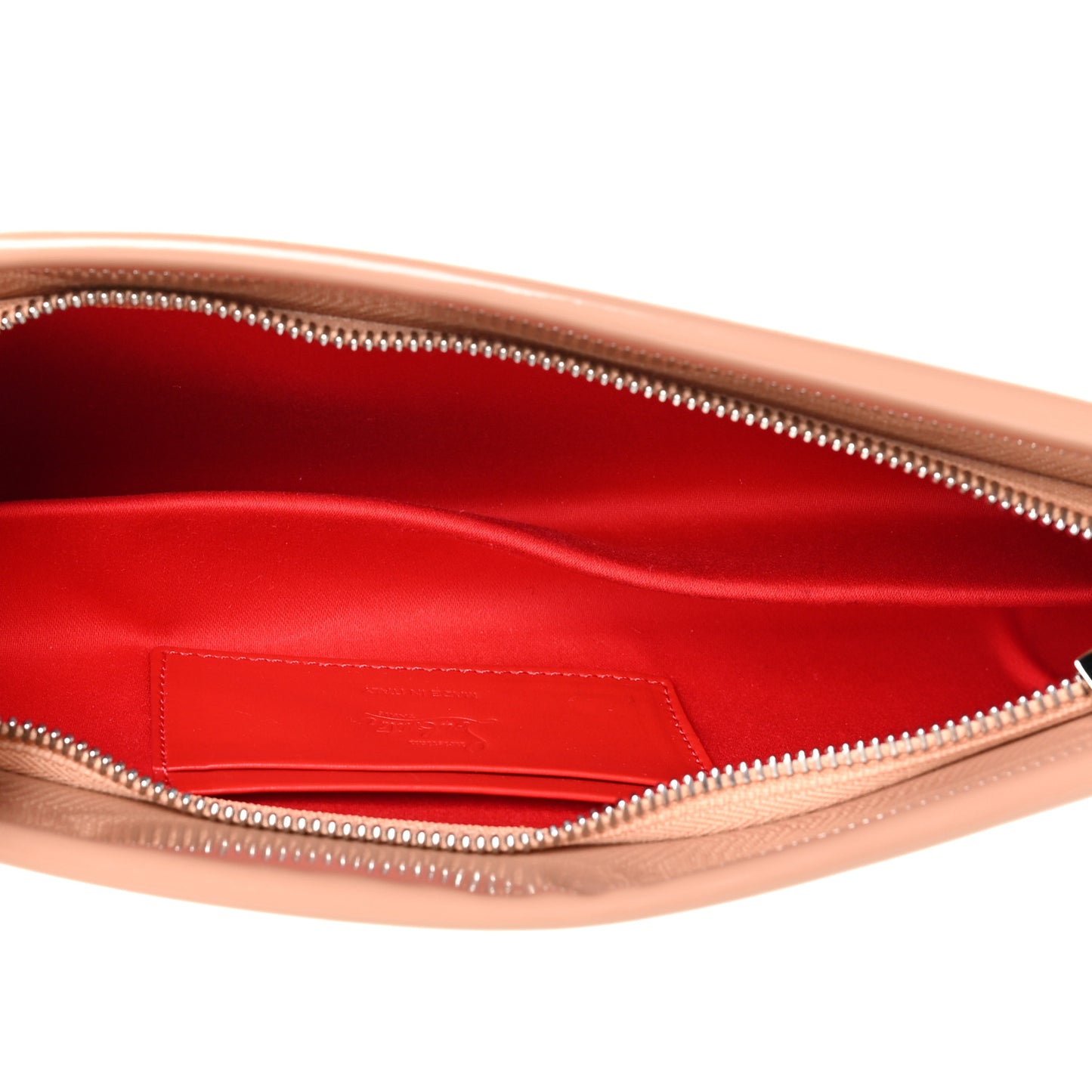 Patent Loubi Twist Zip Clutch Bag Nude
