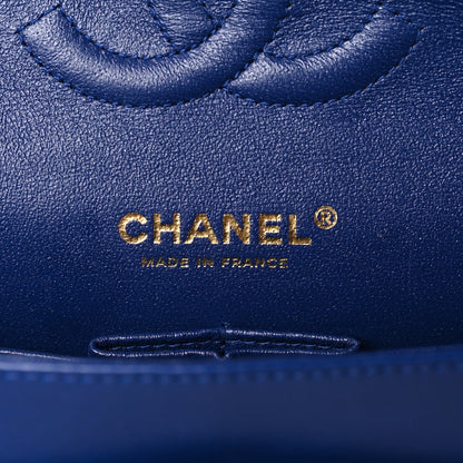 Chanel Lambskin Chevron Quilted Medium Double Flap Blue 6 of 11