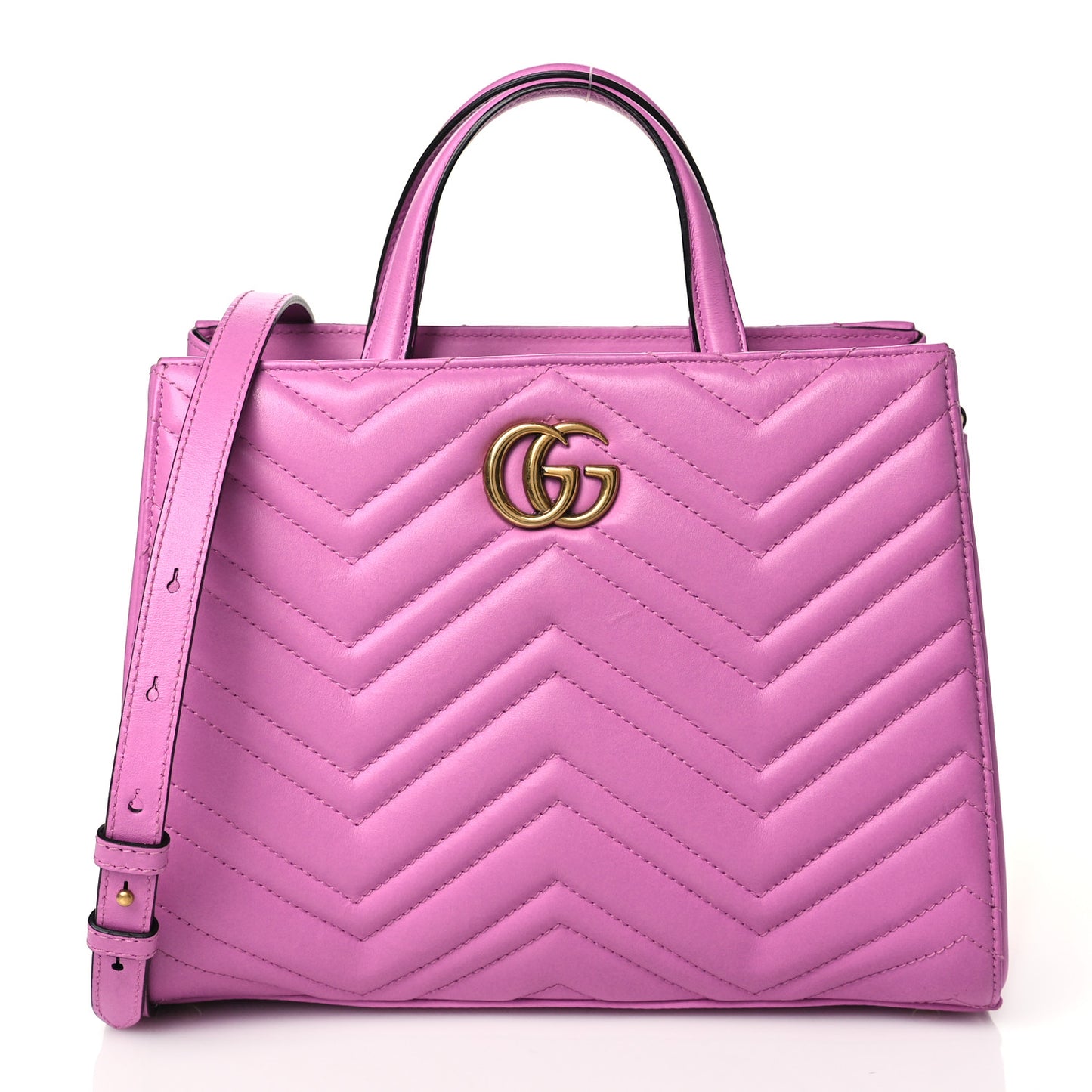 Calfskin Matelasse Small GG Marmont Tote Candy Mousse