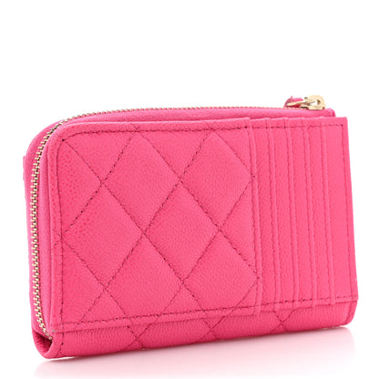 Chanel Caviar Quilted CC Zip Around Card Holder Pink 3 of 12