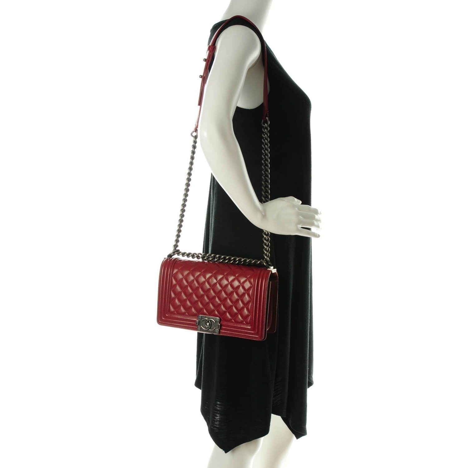 Chanel Lambskin Quilted Medium Boy Flap Dark Red 2 of 7