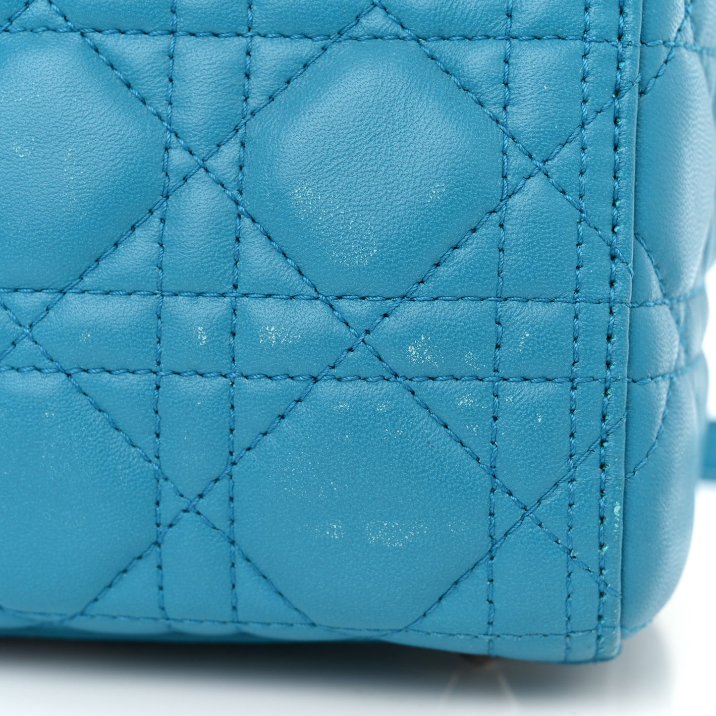Lambskin Cannage Large Lady Dior Turquoise