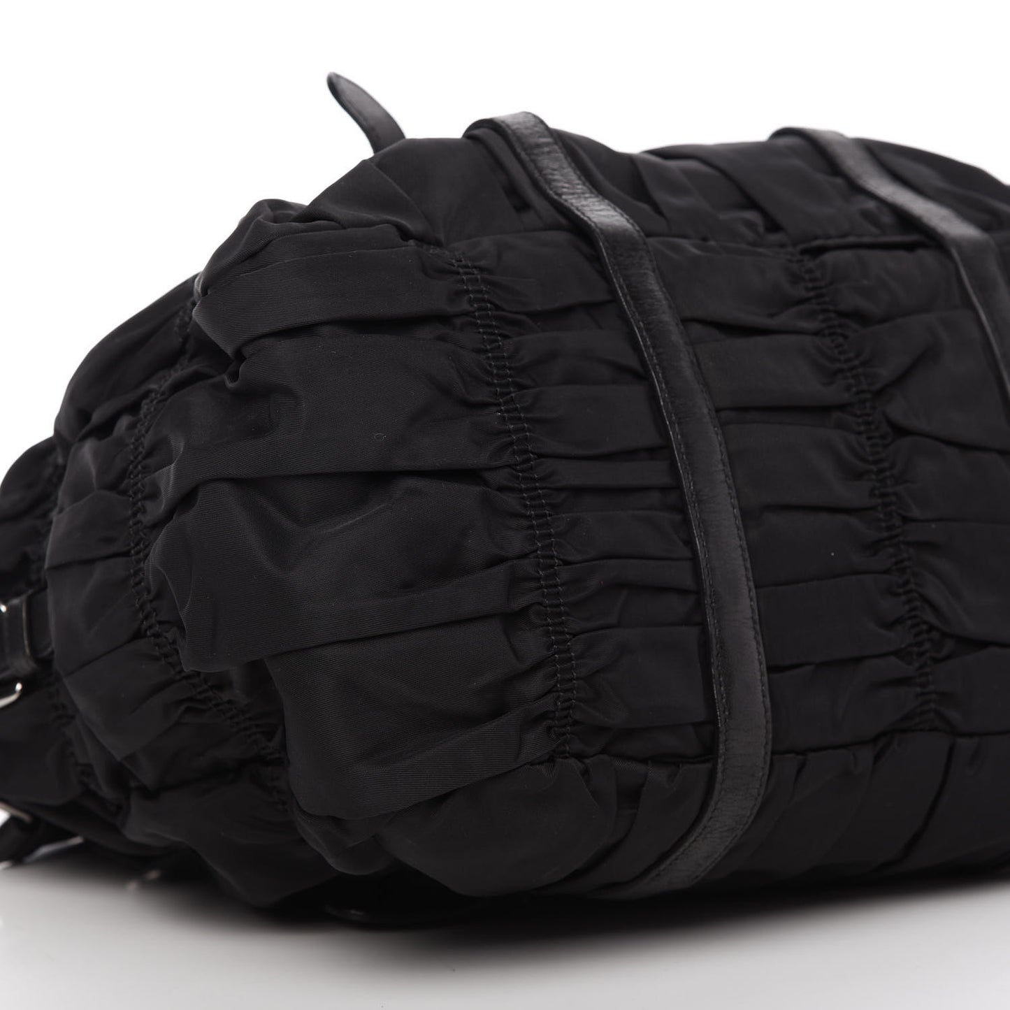 Tessuto Nylon Nappa Braided Gaufre Shopping Satchel Black