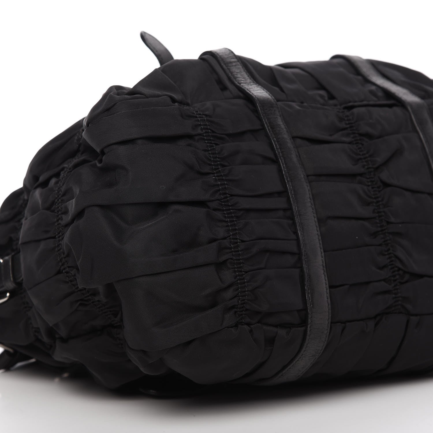 Prada Tessuto Nylon Nappa Braided Gaufre Shopping Satchel Black 6 of 10