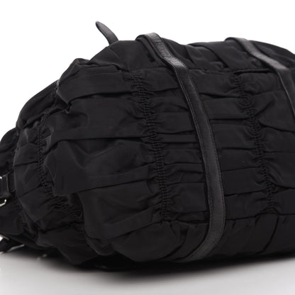 Prada Tessuto Nylon Nappa Braided Gaufre Shopping Satchel Black 6 of 10