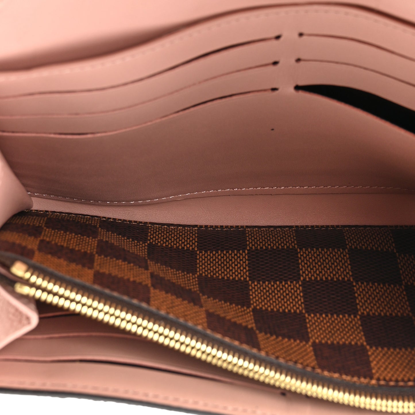 Damier Ebene Croisette Chain Wallet Rose Ballerine