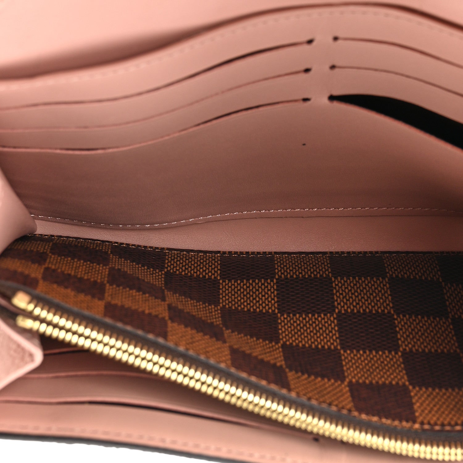 Louis Vuitton Damier Ebene Croisette Chain Wallet Rose Ballerine 6 of 12