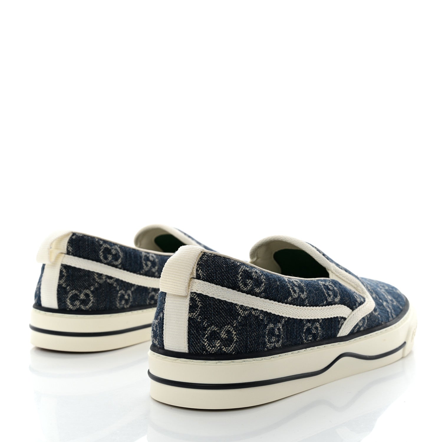 Gucci New Denim GG Monogram Mens 1977 Tennis Slip On Sneakers 7.5 Blue Tea Mystic White 4 of 8