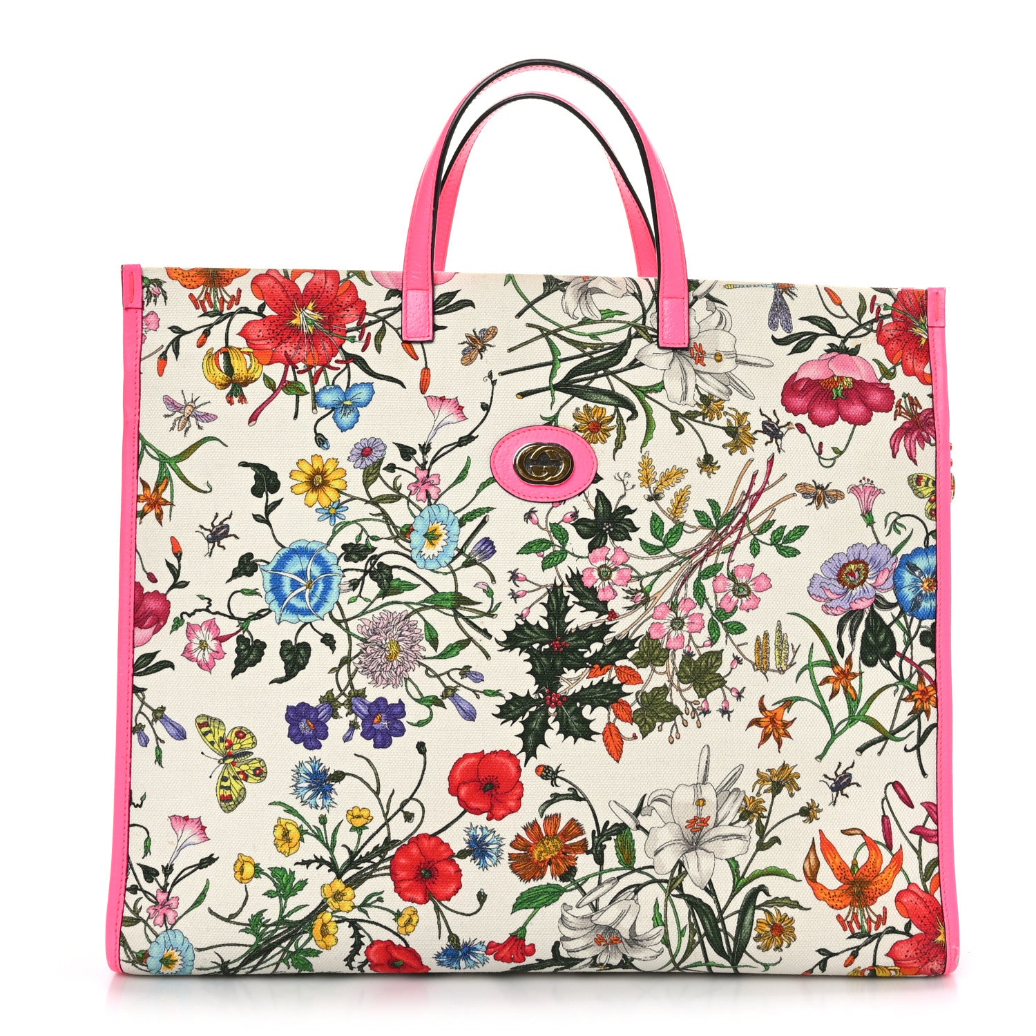 Gucci Canvas Large Flora Tote Pink Multicolor Fuchsia 1 of 9