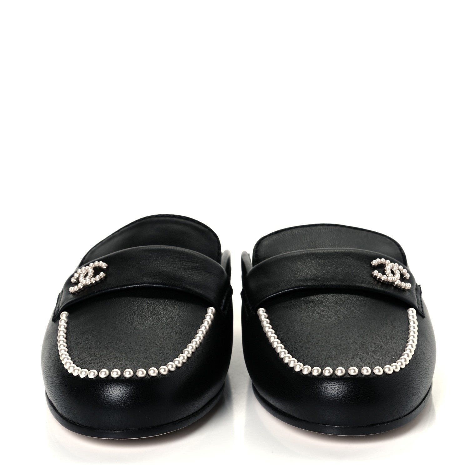 Chanel Lambskin Pearl CC Mules 36 Black 2 of 11
