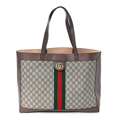 Gucci GG Supreme Monogram Web Ophidia Tote Brown 1 of 11