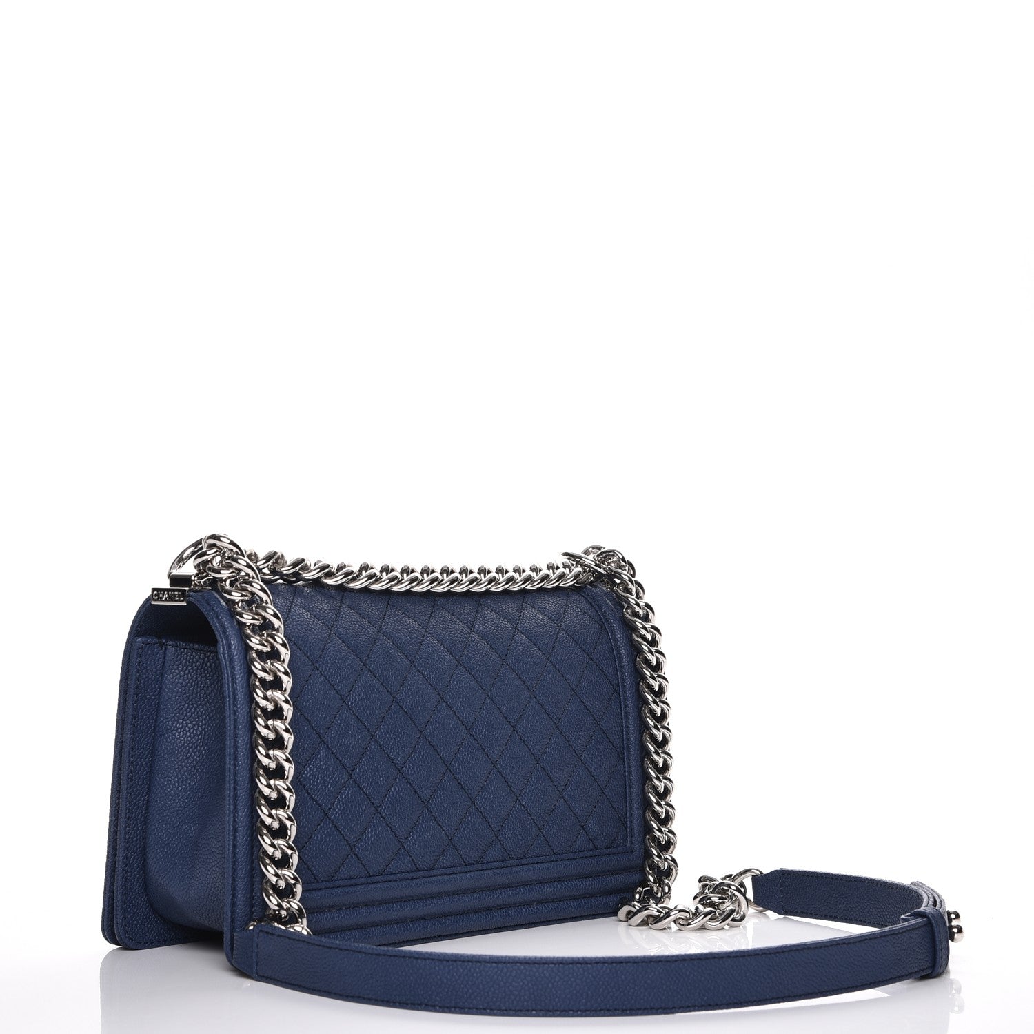 Chanel Caviar Quilted Medium Boy Flap Dark Navy Blue 3 of 7