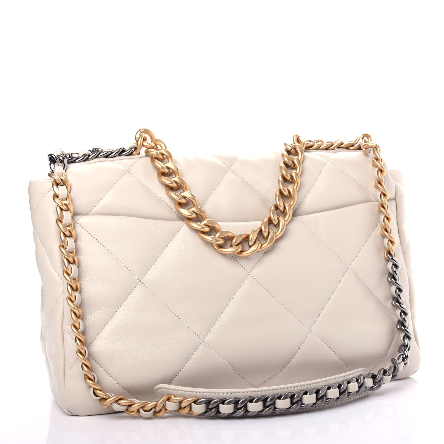Chanel Lambskin Quilted Maxi Chanel 19 Flap Ivory 3 of 12